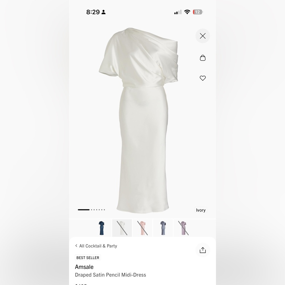 Amsale Elegant Ivory Satin Midi Dress